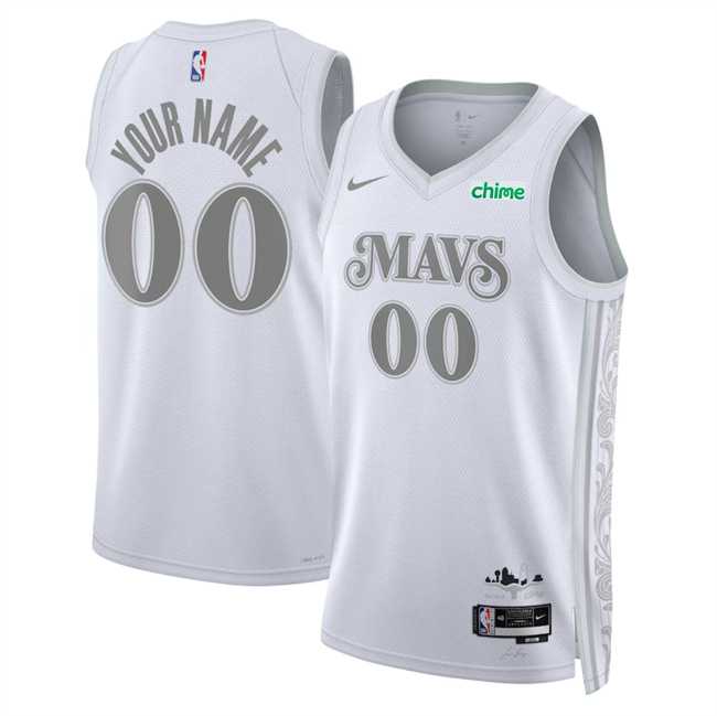 Mens Dallas Mavericks Active Player Custom White 2024-25 City Edition Stitched Basketball Jersey